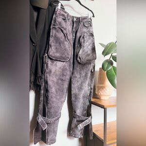 Manière De Voir Statement Moto Jeans | Zipper Strap Panel Denim